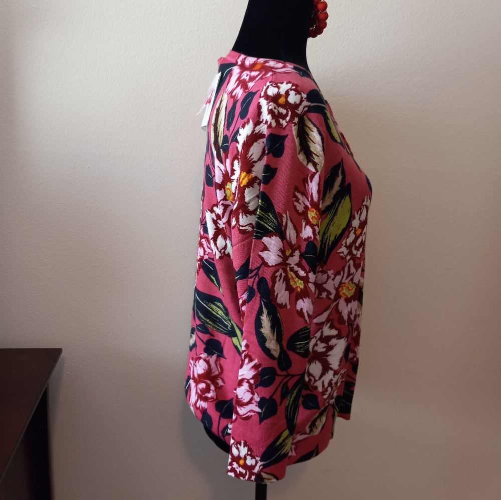 Spense Button Front Cardigan Floral Pattern - Picture 3 of 5